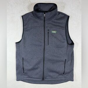 L.L. Bean Large Slightly Fitted Charcoal Full Zip Sleeveless Vest Front Box Logo
